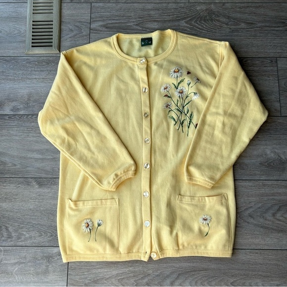 Vintage Y2K Thunderbird Floral Print Soft Fleece Lining  Long Length Cardigan - Picture 4 of 16